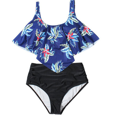 

Floral Print Bikini Sets High Neck Women Swimwear High Waist Lace Up Two Pieces Swimsuit Women Bikinis Sexy Beach Bathing Suit