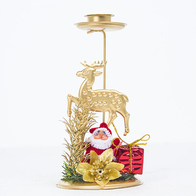 

Christmas Iron Candlestick Ornament Xmas Decoration Candle Holder Desktop Decor
