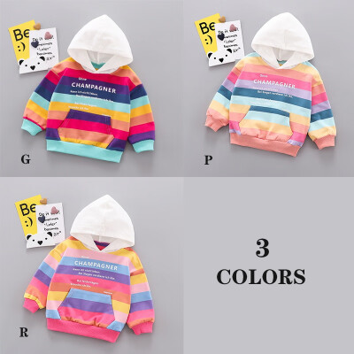 

Autumn Kids Baby Boy Cute Letters Striped Print Hoodie Sweatshirts With Pocket Casual Toddler Long Sleeve Outerwear