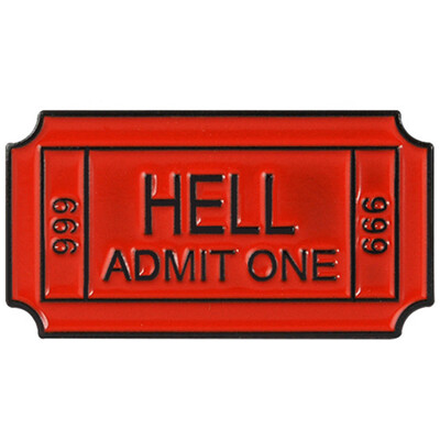 

Fashion Gothic Jewelry Hell Admit One 666 Ticket Soft Enamel Pin Badge