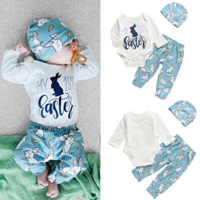 

My 1st Easter Clothes Newborn Baby Boy Girl Bunny Romper Legging Pants Outfits