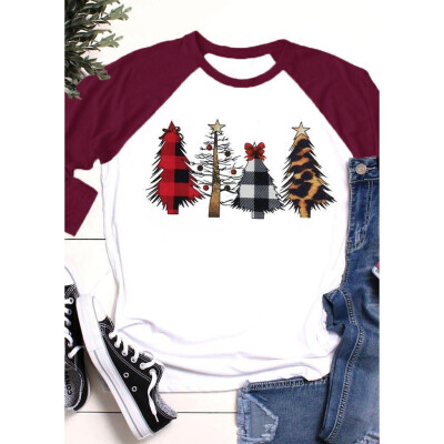 

Tailored Women Casual Merry Christmas Stitching Alphabet Print Long Sleeve Top T-Shirt