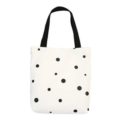 

Womens canvas handbag ladies casual wave point shoulder bag foldable shopping bag beach bag cotton cloth handbag