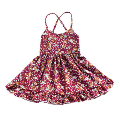

Baby Girls Cotton Summer Dress Newborn Clothes Off-shoulder Backless Floral Print Sleeveless Casual Party Vintage Toddler Dresse