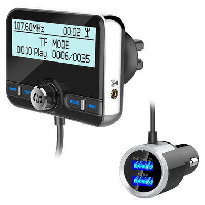 

FM Transmitter Bluetooth U Disk TF DAB receiver Wireless Handsfree Car Kit With LCD Display Supports DAB QC30&1A USB Cargador