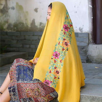 

New Arrival Bohemian Beach Flowers Printed Chiffon Scarf Long Scarves For Women Wrap Shawl Stole