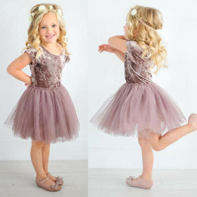 

Kids Baby Girls Velvet Tutu Lace Dress Toddler Princess Party Dresses