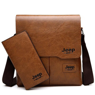 

JEEP BULUO Man Messenger Bag 2 Set Men Pu Leather Shoulder Bags Business Crossbody Casual Bag Famous Brand ZH15058068
