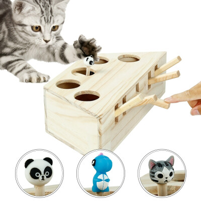 

Cat Toy Solid Wood Hamster Five-hole Rat Hole Cat Scratch Bite Interactive Funny Cat Toy