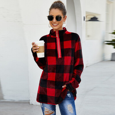 

Tailored Women Winter Warm Pullovers Zipper Sweatshirts Warm Jacket Lattice Outerwear