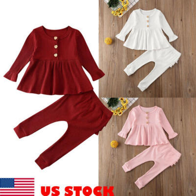 

US Toddler Baby Girls Cute Outfits Long Sleeve T-Shirt TopPants Clothes Set
