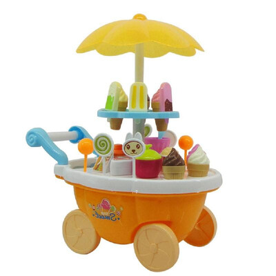 

Girl Candy Cart Ice Cream Shop Supermarket Trolley Kids Toys With Light Music