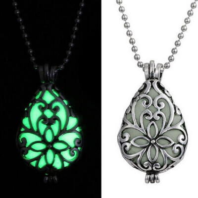 

New Fashion Fashion In Dark Locket Hollow Pendant Luminous Women Necklace Gifts