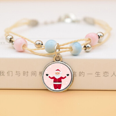 

Fashion Time Gem Christmas Tree Snowman Bracelet For Childrens Christmas Gift