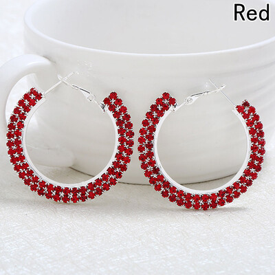 

New Mode Style Four Color Crystal Color Big Earring Circle Rhinestone Color Earrings For Women Jewelry Fashion Birthday Gifts