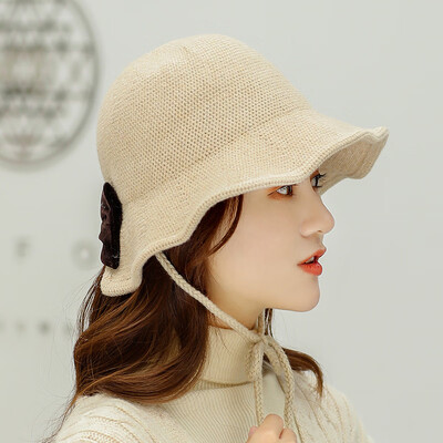 

Korean fashion ladies bow tie wool basin cap Joker daily shopping trip fisherman hat factory outlet