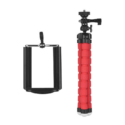 

Flexible Sponge Octopus Tripod Stand Holder with Smartphone Clip 14 Inch Screw 360 Degree Rotation for iPhone Huawei Samsung GoPr