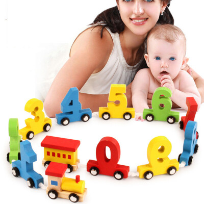 

Gobestart Kids Baby Wooden Train Wooden Number Learning Educational Toy