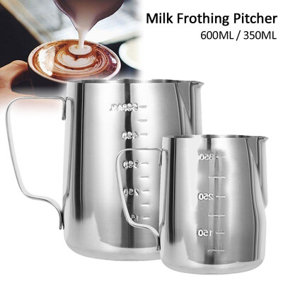 

600350ml Stainless Steel Milk Pitcher Frothing Jug Measuring Cup with Internal Markings