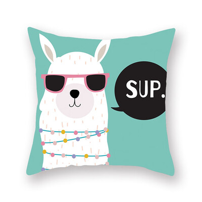 

1pcs Cute Cartoon Alpaca Digital Printing Car Office Peach Skin Pillowcase
