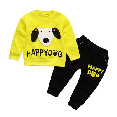 

Autumn Baby Long Sleeve Clothes Set Baby Boy Cartoon Dog Pattern Long Sleeve Pants Two Piece Set Cute Child Clothing