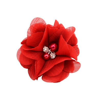 

12 Color European American Hair Pin Clips Childrens Hair Accessories Cute Baby Kids Girls Chiffon Inlaid Pearl Flower Hairpin
