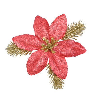 

New 3Pcs Artificial Christmas Flowers Glitter Fake Flowers Merry Christmas Tree Decorations Gift Xmas Ornament 57In