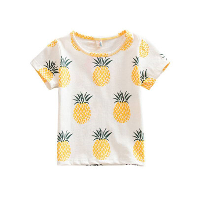 

Short Sleeve Cute Pineapple Printed Baby Girls T-shirt Casual robe fille enfant Clothes