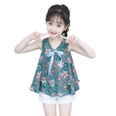 

Kids Clothes Baby Girls Floral Shirt Shorts 2pcs Suit Children Clothing Sets Fashion Sleeveless Summer Clothes