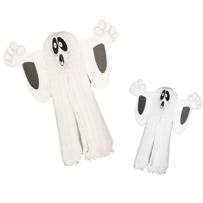 

Halloween White Ghost Wall Hanging Decor Paper Small Halloween Haunted House Decor for Home Bar Coffee Shop Hanging 2pcs