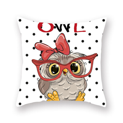 

Modern 1Pcs Cartoon Owl Pillowcase Square Bedroom Sofa Car Waist Cushion Cover 44 X 44 Cm