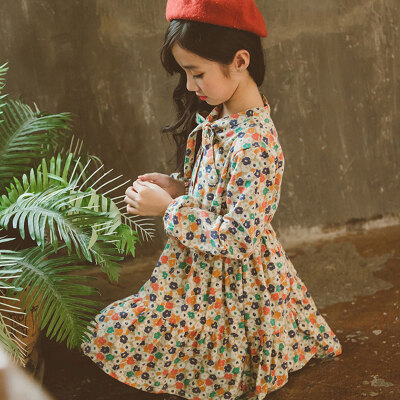 

Baby Girl Dress 2-7T Toddler Children New Autumn Girls Cute Cartoon Print Bottoming Temperament Long Sleeve Sweet Princess Dress