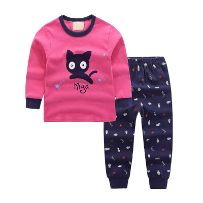 

Baby Sleepwear SetsAutumn Baby Kids Girls Boys Cartoon Print Sleepwear Set Long Sleeve Blouse TopsPants Pajamass