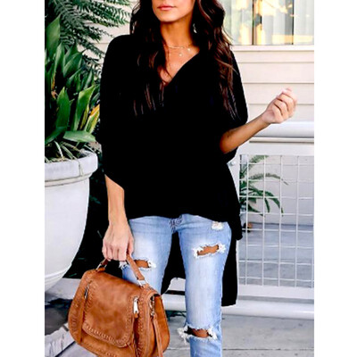 

2019 Fashion Women T-shirt Bat sleeve Casual Solid Loose Short Sleeve Long T Shirts Tops Tees Streetwear -XXL Female T-shirt