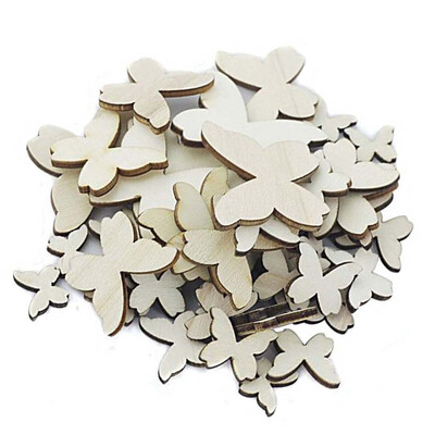 

50pcs Mix Sized Butterfly Shaped No Holes Fitted Sewing Wooden Buttons DIY Craft Scrapbooking Decoration