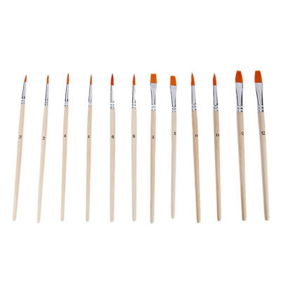 

12pcs Nylon Hair Pen Flat Pointed Paint Brush Set for Watercolors Acrylics Gouache Painting