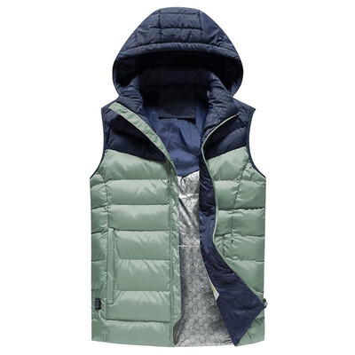 

Fashion Men Winter Electric Heating Vest USB Charging Splicing Hooded Zipper Pocket Thermal Warm Casual Waistcoat Outerwear
