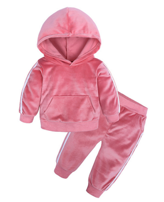 

1-5 Years Toddler Baby Girl Winter Clothes Set Velvet Hooded Tops Pants Warm Outfits