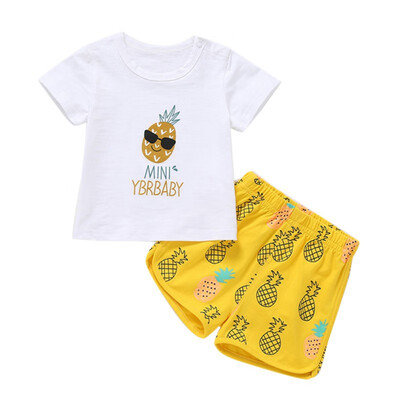 

Children Summer Clothes Cotton Short Sleeve Boys Clothes Tops Shorts 2PCS Baby Body Suit Cartoon kids Girls Clothes Set