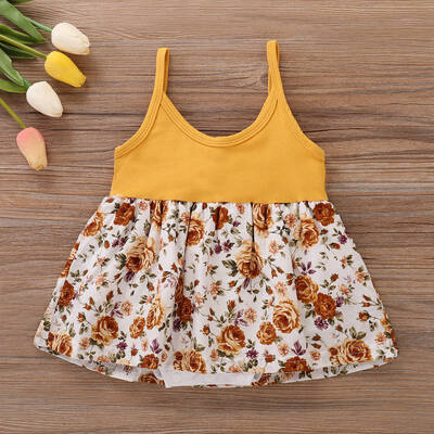 

Kids Girls Dress Summer Baby Girl Cute Floral Cotton Dress Sleeveless Strap Toddler Casual Sundress