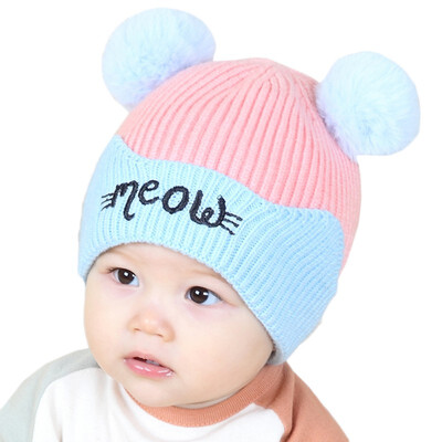 

Baby Girl Boy Hat Knitted Hat For Girls Cotton ball Children Cap Toddler Kids Hats Cartoon Cute Baby Hats Bonnet