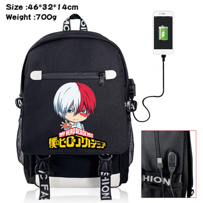 

yuangong Exquisite Life Essentials My Hero Academia Printed Backpacks Student School Bag Laptop Backpack with USB Charging
