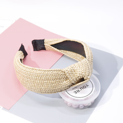 

New Fashion Vintage Bow Knot Cross Hand-Woven Imitate Raffia Holiday Headband Headwear Accessories