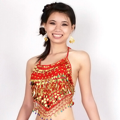 

EFINNY Women Coins Belly Dance Bra Top Blouse Costume Adjustable Bellyband Vest