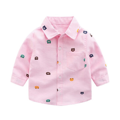 

Kid Boys Cartoon Bear Print T Shirt For Spring Autumn Kids Boys Long Sleeve T-Shirts Clothes Cotton Children Tops
