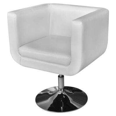 

White Adjustable Arm Chair with Chrome Base