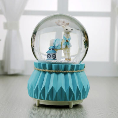 

Music Box Horse Elk Color Change Light Luminous Home Decor Ornament Birthday Gift For Kids Girls Crystal ball music box