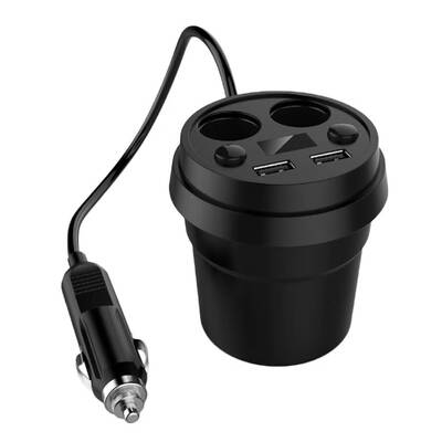 

LED Display Car Charger Dual USB Port Cup Type Cigarette Lighter Phone USB Charger 120W Power
