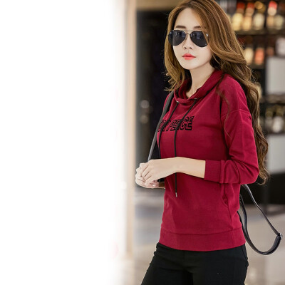 

Letter Print Autumn Red Hoodie Women Long Sleeve Hooded Sweatshirt 2018 Fall Pocket Drawstring Hoodies Pullover Sportswear -2XL