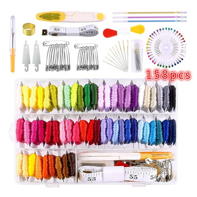 

158 Pcs Embroidery Floss with Organizer Storage Box 57 Color Embroidery Threads&Cross Stitch Tool Kits